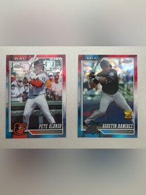 Lot Of 2 Topps Chrome Baseball 2026 Red White Blue Pete Alonso & Agustin Ramirez